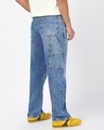Shop Men's Blue Washed Straight Fit Mid-Rise Jeans-Front