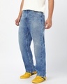 Shop Men's Blue Washed Straight Fit Mid-Rise Jeans-Design