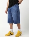 Shop Men's Blue Washed Straight Fit Shorts-Front