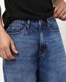 Shop Men's Blue Washed Straight Fit Shorts