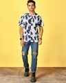 Shop Men's Blue & White Abstract Printed Relaxed Fit Shirt-Full