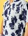 Shop Men's Blue & White Abstract Printed Relaxed Fit Shirt