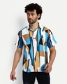 Shop Men's Blue & White All Over Abstract Printed Shirt-Front