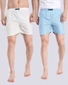 Shop Pack of 2 Men's Blue & White All Over Printed Cotton Boxers-Front
