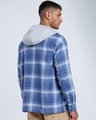 Shop Men's Blue & White Checked Oversized Hooded Shirt-Design