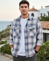 Shop Men's Blue & White Checked Oversized Shirt-Front