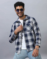 Shop Men's Blue & White Checked Shirt-Front