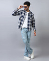 Shop Men's Blue & White Checked Shirt-Full