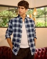 Shop Men's Blue & White Checked Shirt-Front
