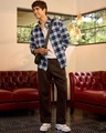 Shop Men's Blue & White Checked Shirt-Full