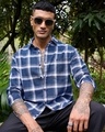 Shop Men's Blue & White Checked Shirt-Front