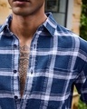 Shop Men's Blue & White Checked Shirt