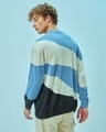 Shop Men's Blue & White Color Block Oversized Flat Knit Sweater-Full