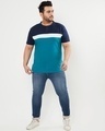 Shop Men's Blue & White Color Block Plus Size Henley T-shirt-Full
