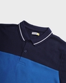 Shop Men's Blue & White Color Block Polo T-shirt