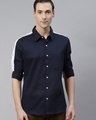 Shop Men's Blue & White Color Block Shirt-Front