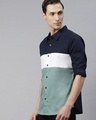 Shop Men's Blue & White Color Block Shirt-Design