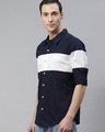 Shop Men's Blue & White Color Block Shirt-Design