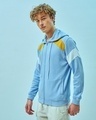 Shop Men's Blue Color Block Zipper Hoodie-Design
