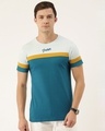 Shop Men's Blue & White Colourblocked T-shirt-Front