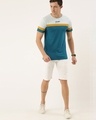Shop Men's Blue & White Colourblocked T-shirt