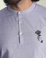 Shop Men's Blue & White Dobby Gulabo Embroidered Relaxed Fit Kurta-Design