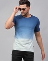 Shop Men's Blue & White Ombre Printed Slim Fit T-shirt-Front