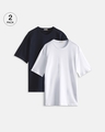 Shop Pack of 2 Men's Blue & White Oversized T-shirt-Front