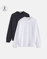 Shop Pack of 2 Men's Blue & White Oversized T-shirt-Front