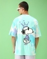 Shop Men's Blue & White Snoopy King Tie & Dye Oversized T-shirt-Front
