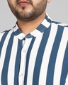 Shop Men's Blue & White Striped Plus Size Shirt-Design