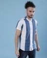 Shop Men's Blue & White Striped Regular Fit Shirt-Full