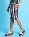 Shop Men's Blue & White Striped Slim Fit Shorts-Full