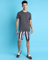 Shop Men's Blue & White Striped Slim Fit Shorts