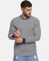 Shop Men's Blue & White Striped T-shirt-Front