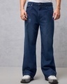 Shop Men's Blue Baggy Wide Leg Jeans-Front
