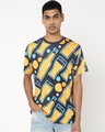 Shop Men's Blue & Yellow All Over Royal Haze Printed T-shirt-Front