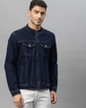 Shop Men's Blue Zipped Jacket-Front