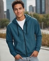 Shop Men's Blue Zipper Hoodies-Front