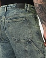 Shop Men's Bluish Green Washed Straight Fit Jeans