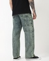 Shop Men's Bluish Green Washed Straight Fit Mid-Rise Jeans-Front