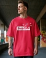 Shop Men's Bold Red Freedom Graphic Printed Oversized T-shirt-Front