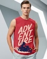 Shop Men's Bold Red Moon Rider Graphic Printed Boxy Fit Vest-Front