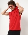 Shop Men's Bold Red Sleeveless Oversized Hoodie Vest-Front