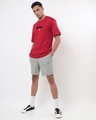 Shop Men's Bold Red Straw Hat Graphic Printed Oversized T-shirt