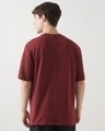 Shop Men's Brick Red Brainwashed Gen Typography Oversized T-shirt-Full