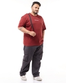 Shop Men's Brick Red Main Character Typography Oversized Plus Size T-shirt-Full