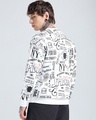 Shop Men's Bright White All Over Printed Oversized Sweatshirt-Full