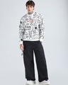 Shop Men's Bright White All Over Printed Oversized Sweatshirt