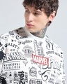 Shop Men's Bright White All Over Printed Oversized Sweatshirt